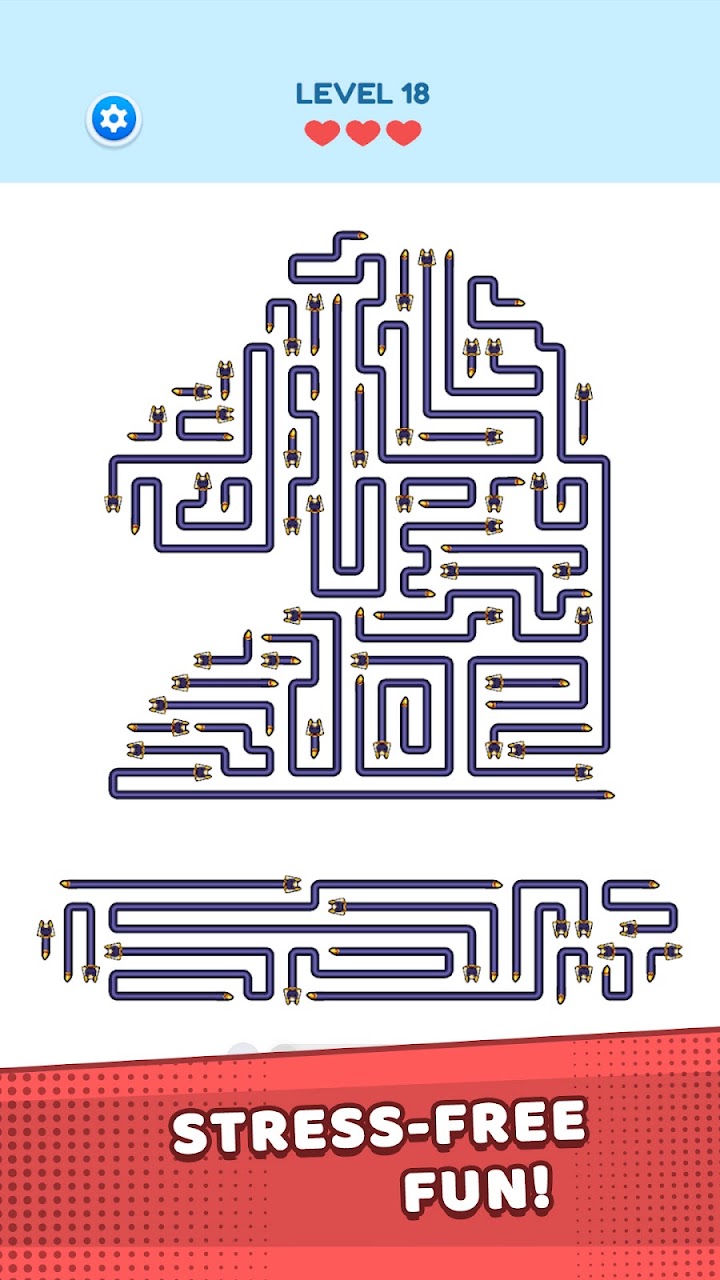 A Crazy Arrow level showing paths pointing in different directions.